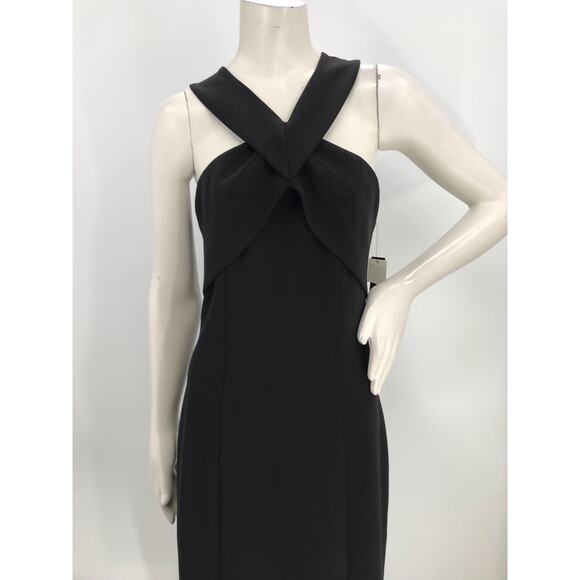Cynthia Steffe Rich Black V-Neck Sheath Cocktail Dress Size 6 - Picture 5 of 15